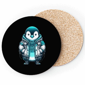 Discover Cool Synthwave Cyberpunk penguin Lover Gift Coasters