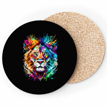 Discover Lion Head Colourful - Cute Lion - Zodiac Sign Leo Coasters