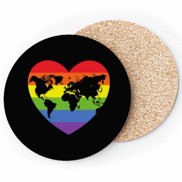 Discover Rainbow Hearts World Map Coasters