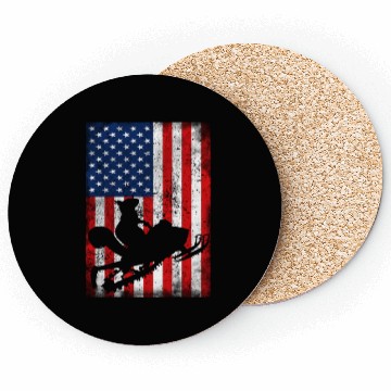 Discover Cute Squirrel Snowmobile USA Flag Snowmobiling Coasters