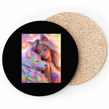 Discover Rainbow Friends - White Wolf and Girl Coasters