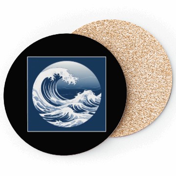 Discover Waves Ocean Serenity Minimalistic copy Coasters