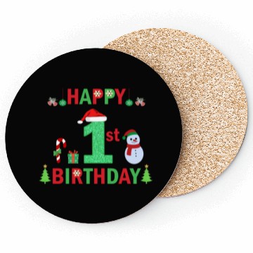 Discover First Birthday On Christmas Baby Bodysuits Coasters