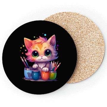 Discover cute painting cat Coasters