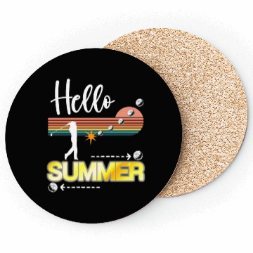 Discover Hello SUMMER Retro Summer Vacation Golf Lover Gift Coasters