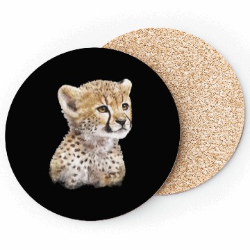 Discover Baby Cheetah Art Watercolor Painting Portrait Coasters