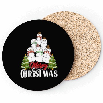 Discover Merry Christmas Snowmen Christmas Tree Coasters