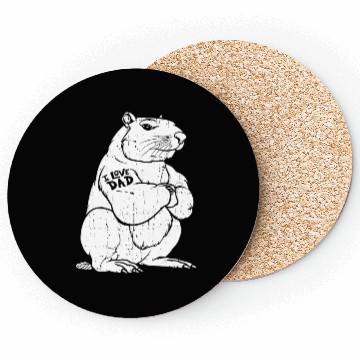 Discover Capybara Biceps Tattoo I Love Dad Coasters