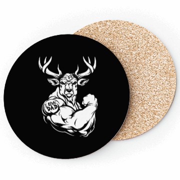 Discover Deer Biceps Tattoo I Love Dad Coasters