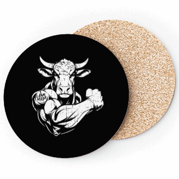 Discover Cow Cattle Biceps Tattoo I Love Mom Coasters