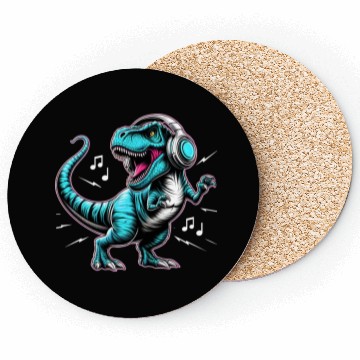 Discover Dancing Tyrannosaurus Rex with Headphone Coasters