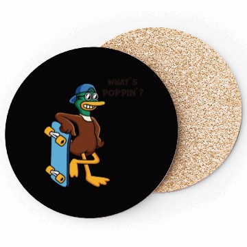 Discover What's Poppin Duck Skaterboy Skateboardkid Coasters