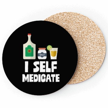 Discover I Self Medicate Tequila Bottle Lime Salt Shot Pun Coasters