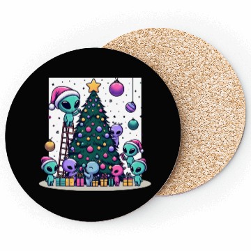Discover Aliens decorate Christmas tree Coasters