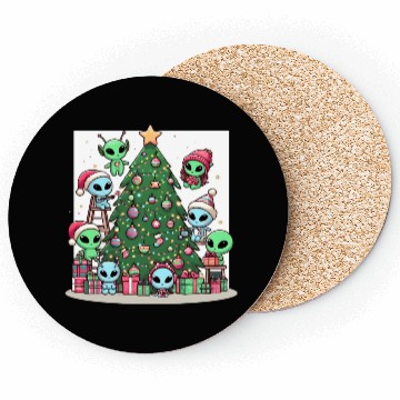 Discover Aliens decorate Christmas tree Coasters