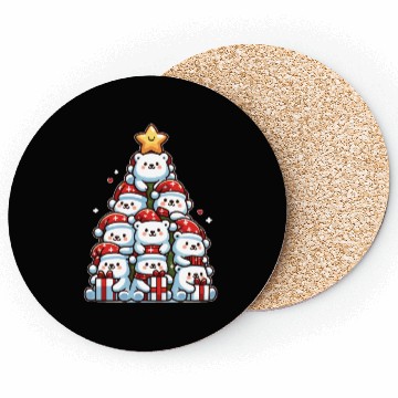 Discover Polar Bear Christmas Tree Merry Christmas Coasters