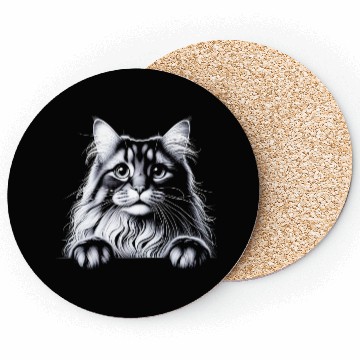 Discover More Treats persian 2- Cute realistic cat drawing Coasters