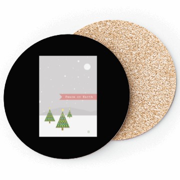 Discover Peace On Earth Christmas Trees Falling Snow Winter Coasters