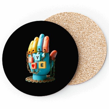 Discover Hand with BYE Plaques Coasters