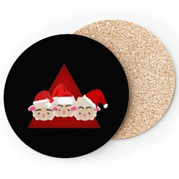 Discover Three Christmas sheeps and a Red triangle Coasters