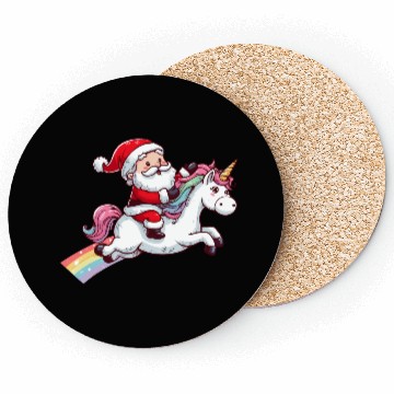 Discover Santa Riding Unicorn Coasters