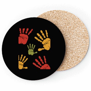 Discover Red Green Orange Colorful Handprint Illustration Coasters