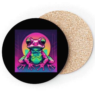 Discover Geometric Synthwave Frog Coasters