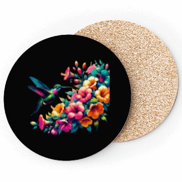 Discover Hummingbird and Hibiscus Blossom Art Coasters