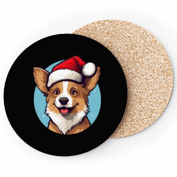 Discover cute corgi wearing santa hat Coasters
