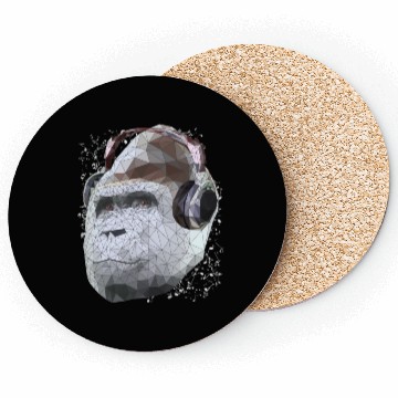 Discover Gorilla with headphones low poly pop art Coasters