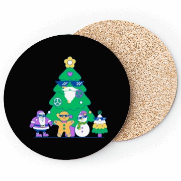 Discover Santa snowman tree funny Christmas day Coasters