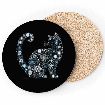 Discover Christmas Cat Snowflakes Coasters