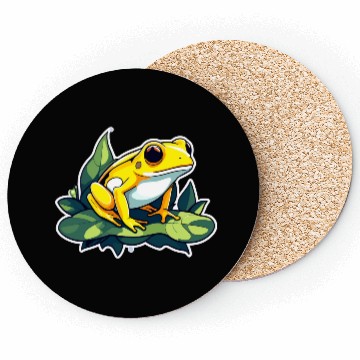 Discover Golden Poison Frog Illustration Coasters