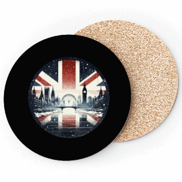 Discover Winter London Travel Vintage Logo Coasters