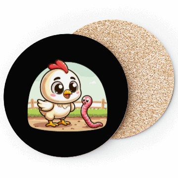 Discover Chicken Worm Farm Farmer Coasters