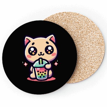Discover Cat Bubble Tea Boba Kawaii Coasters