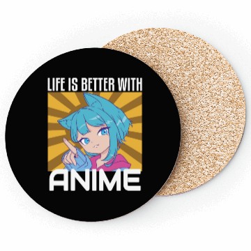 Discover Life is Better With Anime Funny Anime Loverssurpri Coasters