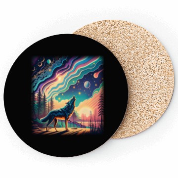 Discover Majestic Wolf Howling At The Eclipse Coasters