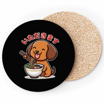 Discover Dachshund Eat Ramen Itadakimasu Coasters