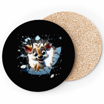 Discover 3D Peeking Santas Reindeer Coasters