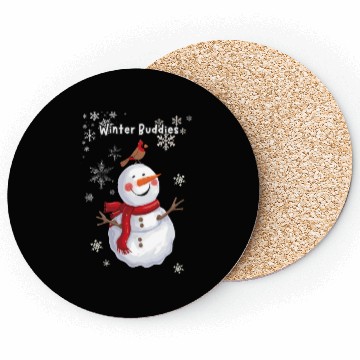 Discover Winter Buddies snowman and bird Coasters