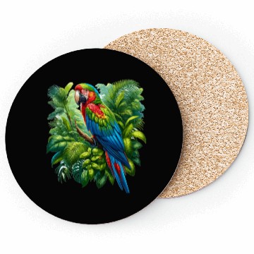 Discover Colorful parrot in the rainforest Coasters