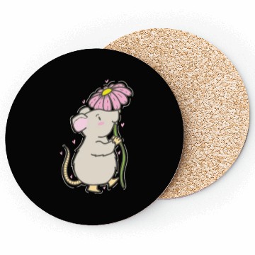 Discover Mouse with Flower Nature Cheese Pet Coasters