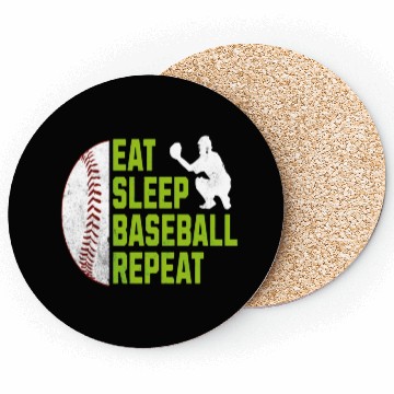 Discover Eat Sleep Baseball Repeat Baseball Player Coasters