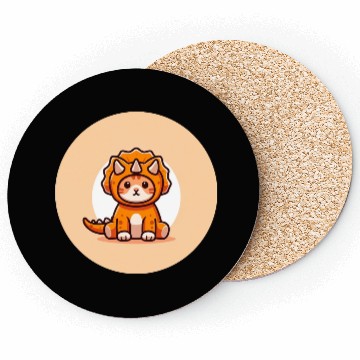 Discover Cat in Stegosaurus Costume Coasters
