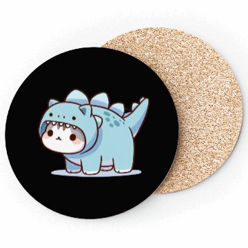 Discover Cat in Stegosaurus Costume Coasters