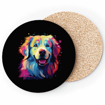 Discover Watercolor Colorful Great Pyrenees Coasters