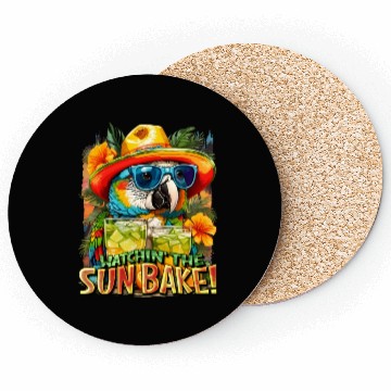 Discover Watching The Sun Bake Sunbaking Tropical Parrot Coasters