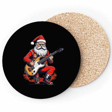 Discover Santa claus playing a guitar Coasters