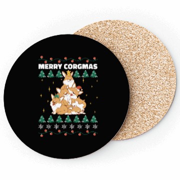Discover Corgi Christmas Tree Pileup Coasters